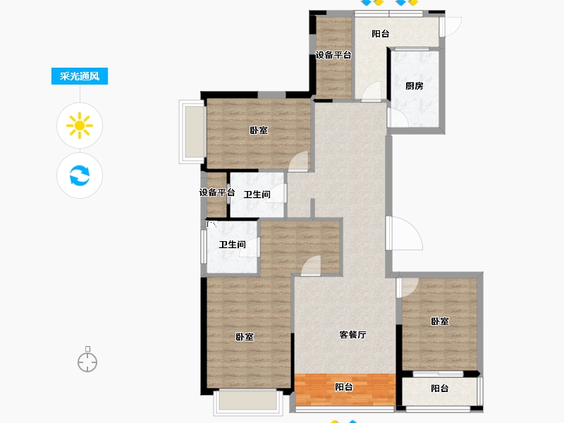 浙江省-丽水市-滨园南城骊苑-112.64-户型库-采光通风