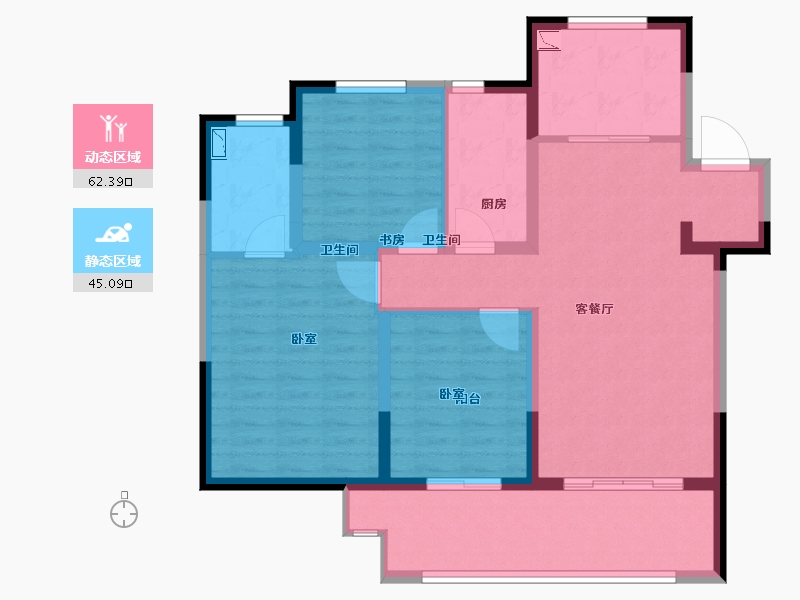 江苏省-无锡市-美的公园天下-96.00-户型库-动静分区