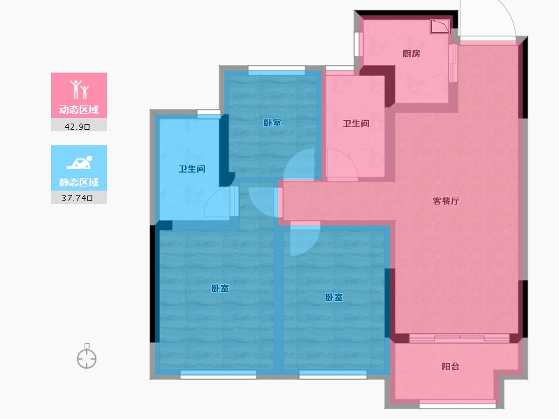 浙江省-绍兴市-元垄紫薇府-70.35-户型库-动静分区