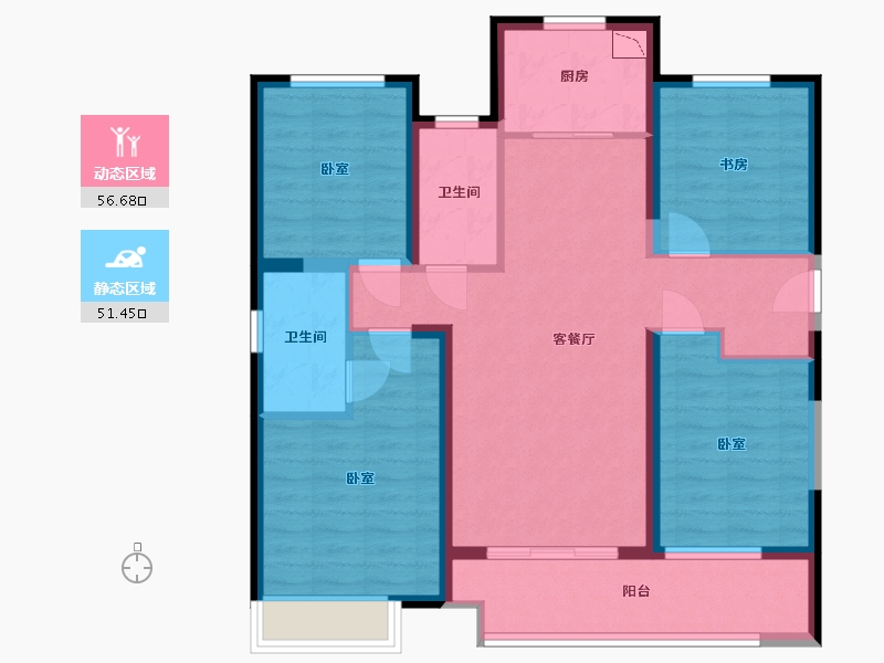 浙江省-温州市-温州富力城-95.99-户型库-动静分区