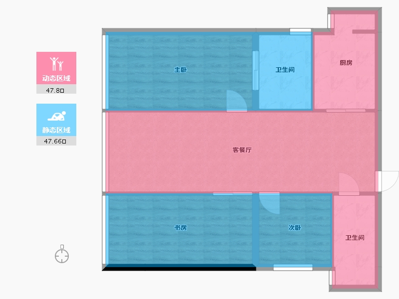 云南省-昆明市-润城X空间Ⅱ-87.23-户型库-动静分区