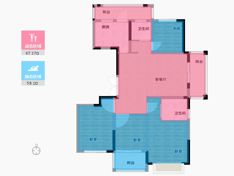 浙江省-宁波市-慈溪恒厚阳光城-112.00-户型库-动静分区