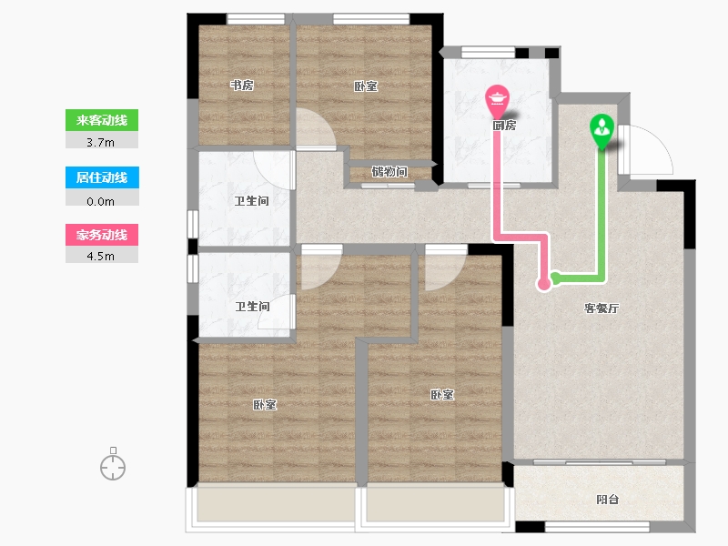 浙江省-金华市-新城云昱-90.00-户型库-动静线