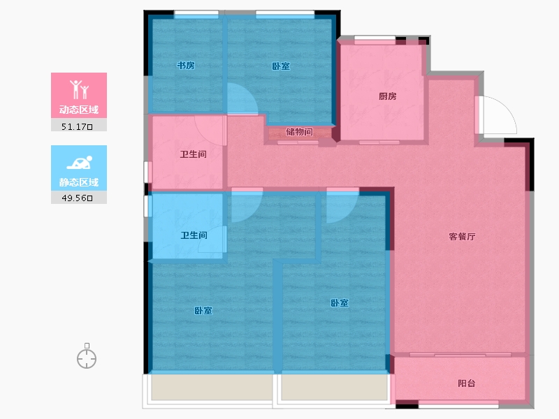 浙江省-金华市-新城云昱-90.00-户型库-动静分区