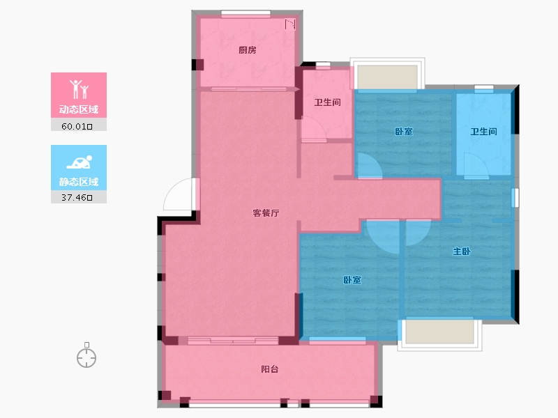 福建省-三明市-沙县世茂璀璨新城-87.47-户型库-动静分区