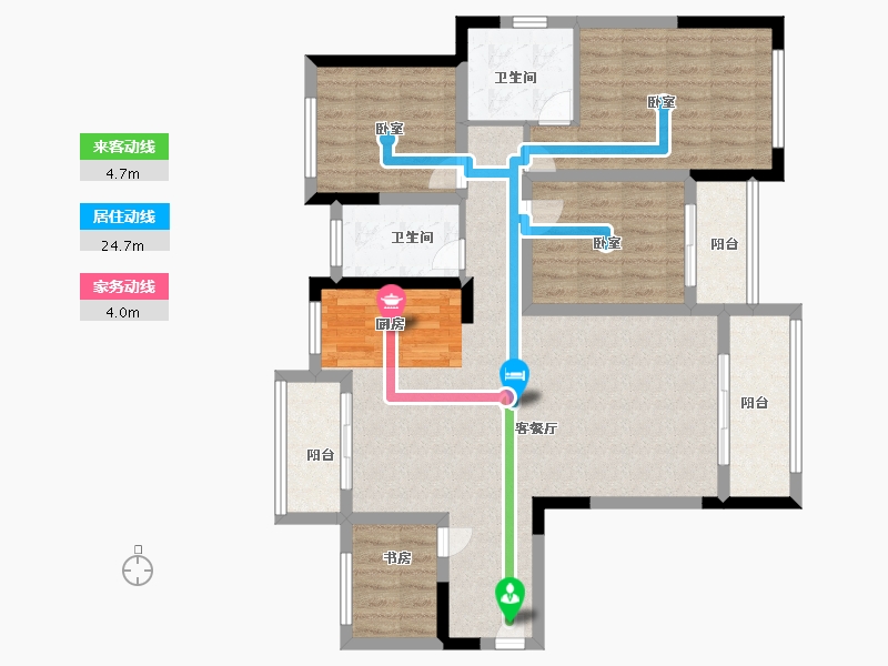 浙江省-金华市-宾虹星城-104.00-户型库-动静线