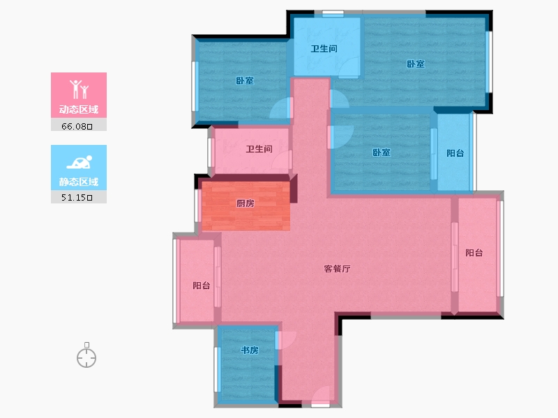 浙江省-金华市-宾虹星城-104.00-户型库-动静分区