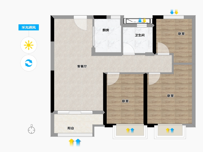 浙江省-宁波市-星光华府-70.00-户型库-采光通风