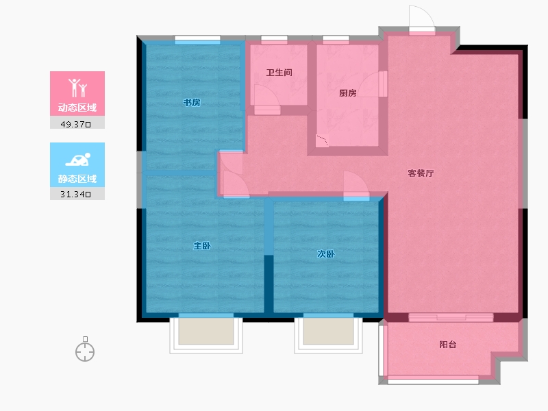 江西省-南昌市-红星九湾天铂-71.00-户型库-动静分区