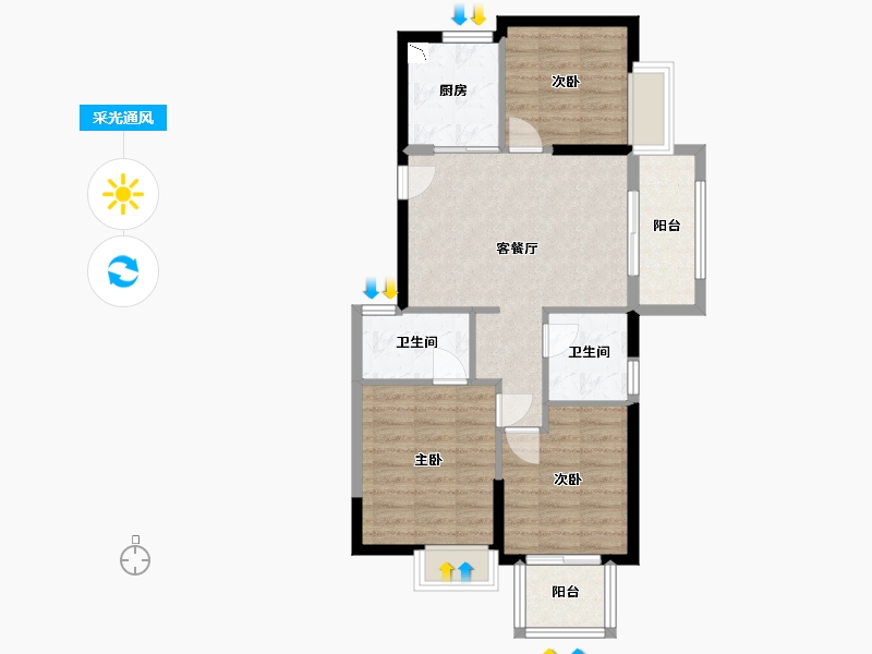 福建省-福州市-万科天空之城-74.34-户型库-采光通风