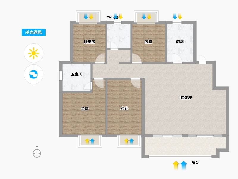 江西省-上饶市-东投·太阳城-113.30-户型库-采光通风