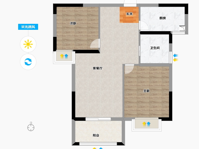 安徽省-阜阳市-壹號公馆-75.00-户型库-采光通风