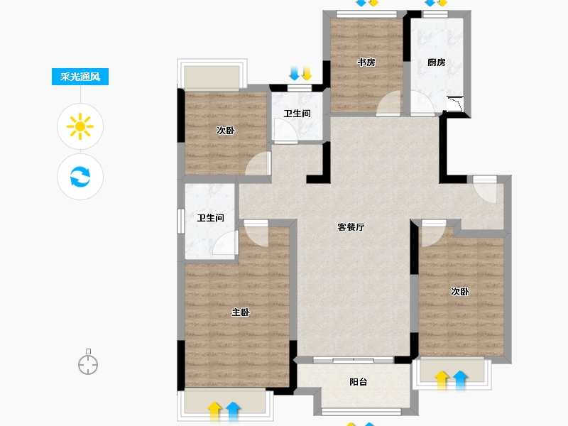 江苏省-徐州市-珑郡上院-97.74-户型库-采光通风