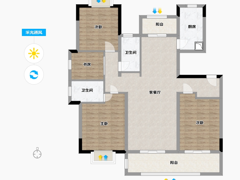 江苏省-南通市-南通国城璟府-114.01-户型库-采光通风