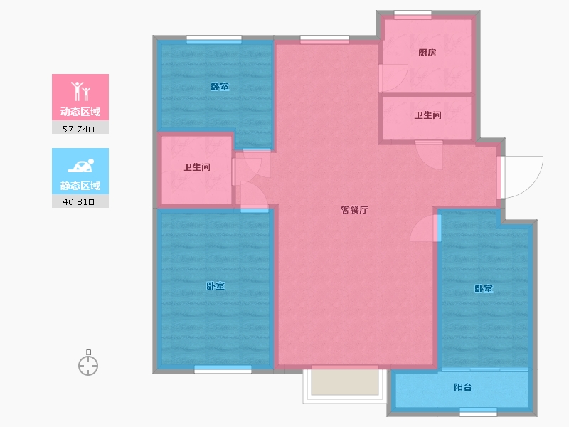 宁夏回族自治区-石嘴山市-恒昌未来城-88.90-户型库-动静分区