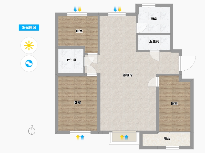 宁夏回族自治区-石嘴山市-恒昌未来城-88.90-户型库-采光通风