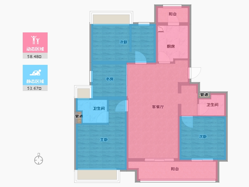 江苏省-泰州市-融创靖江玉兰公馆-100.00-户型库-动静分区