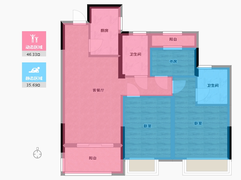 浙江省-宁波市-蓝光·雍舜府-72.00-户型库-动静分区