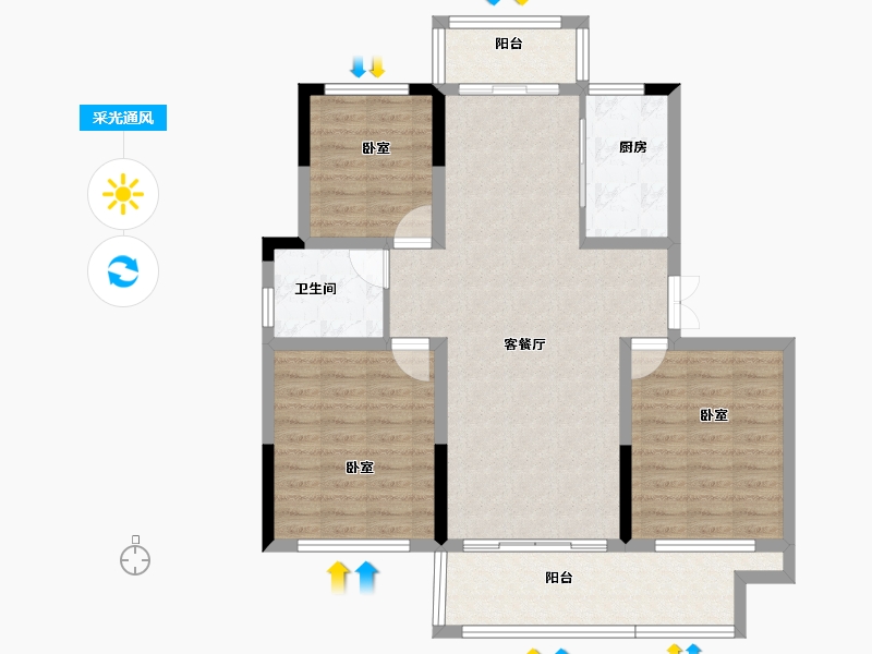 安徽省-芜湖市-中城 桃花源-93.09-户型库-采光通风