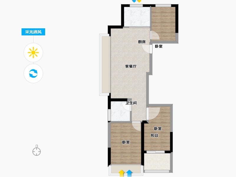 浙江省-杭州市-曲江新鸥鹏杭州第三城-71.00-户型库-采光通风