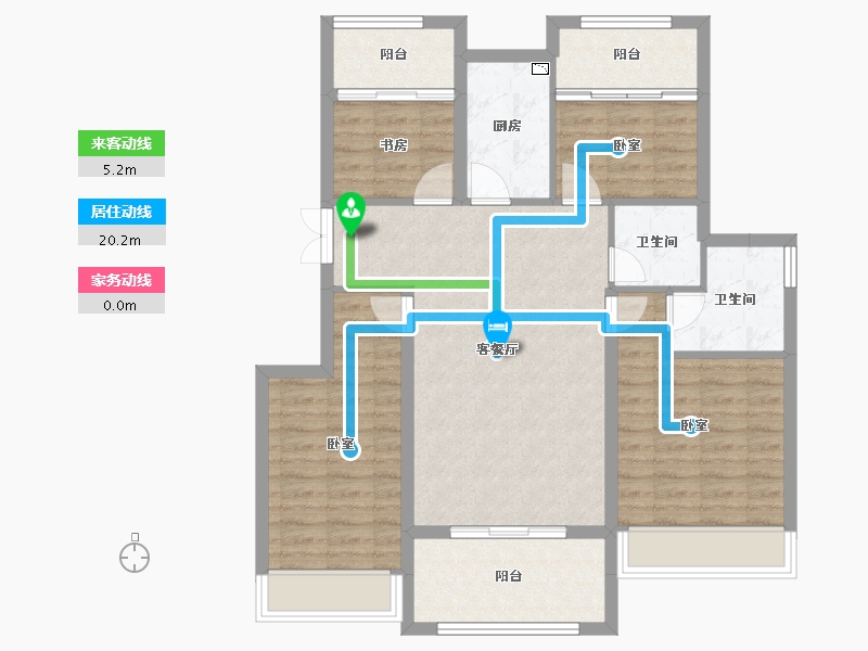 浙江省-衢州市-凯升东城1号-95.66-户型库-动静线