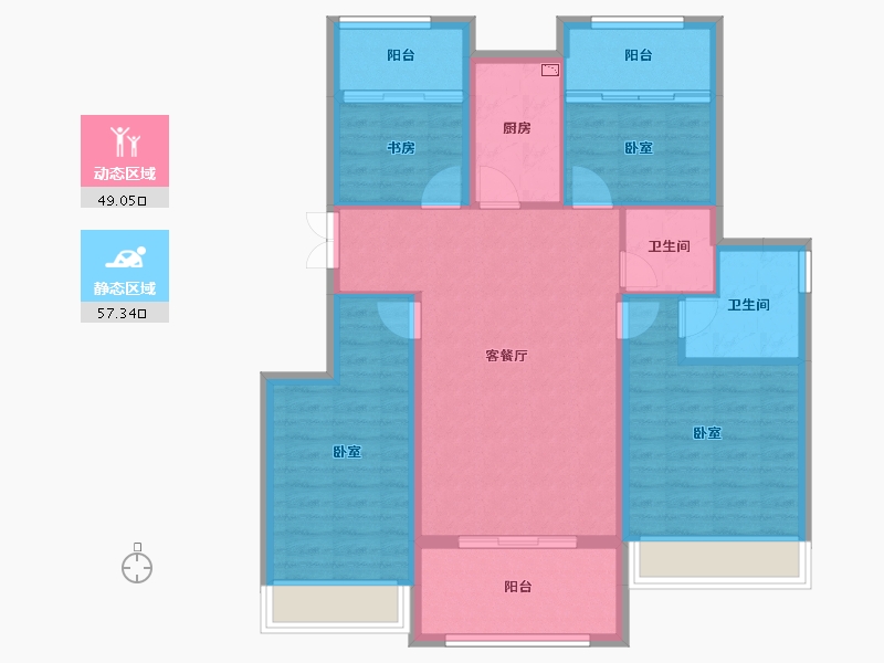 浙江省-衢州市-凯升东城1号-95.66-户型库-动静分区