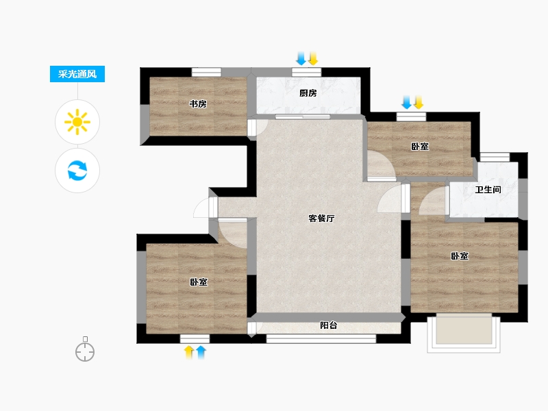 宁夏回族自治区-银川市-正丰海德家园-51.86-户型库-采光通风