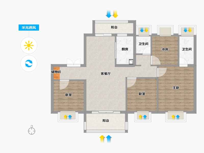 浙江省-衢州市-碧桂园城南印象-100.00-户型库-采光通风