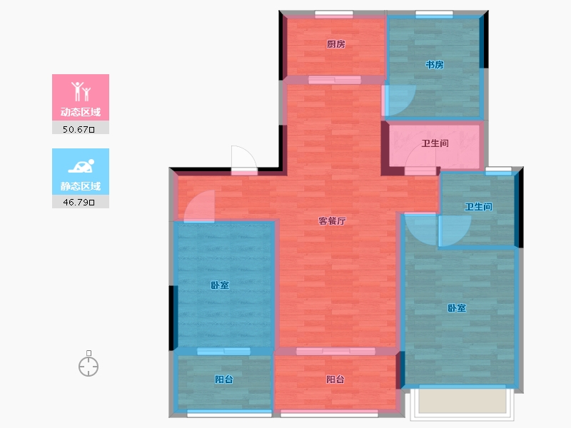 江苏省-扬州市-佳源·西城印象-87.00-户型库-动静分区