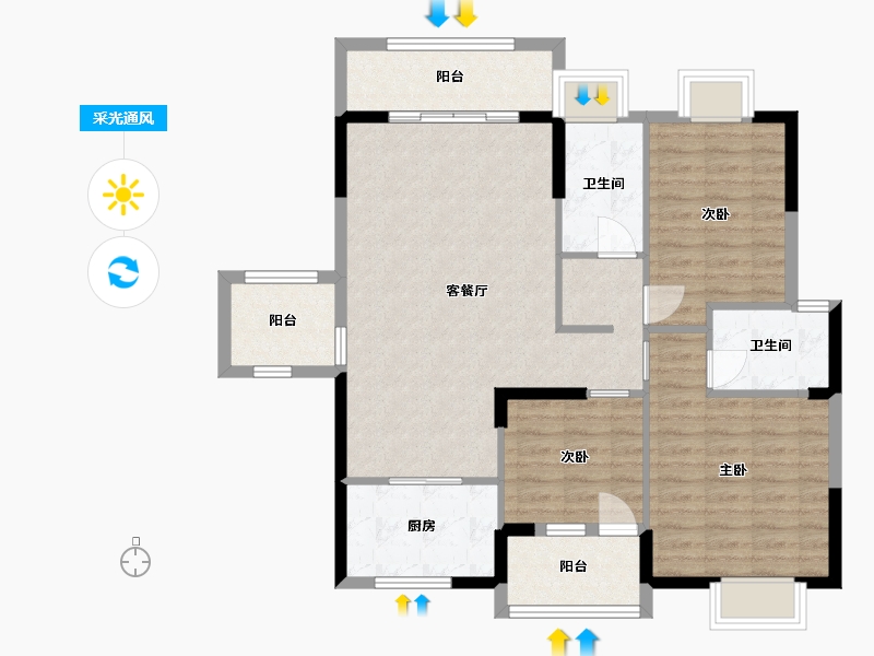 江西省-九江市-新城国际-96.88-户型库-采光通风