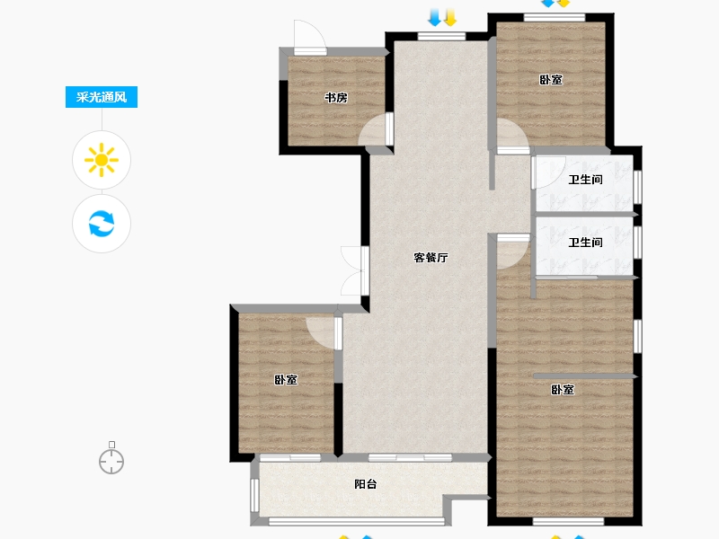 浙江省-宁波市-中梁象山中心大厦-132.01-户型库-采光通风