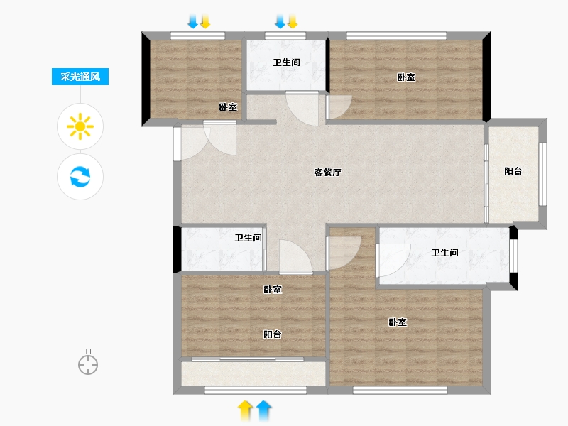 辽宁省-盘锦市-财富江南-103.01-户型库-采光通风