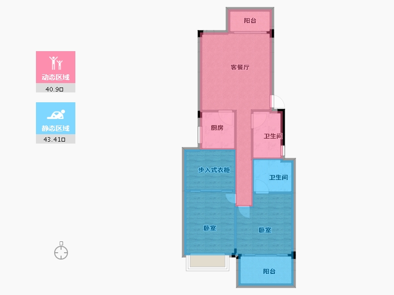 浙江省-嘉兴市-嘉兴恒大香湖左岸-76.00-户型库-动静分区