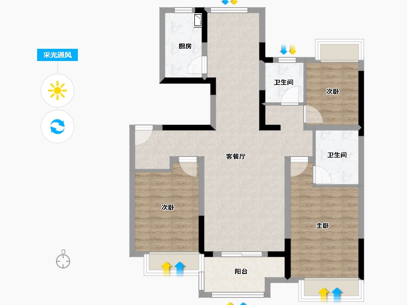 江苏省-徐州市-珑郡上院-91.77-户型库-采光通风