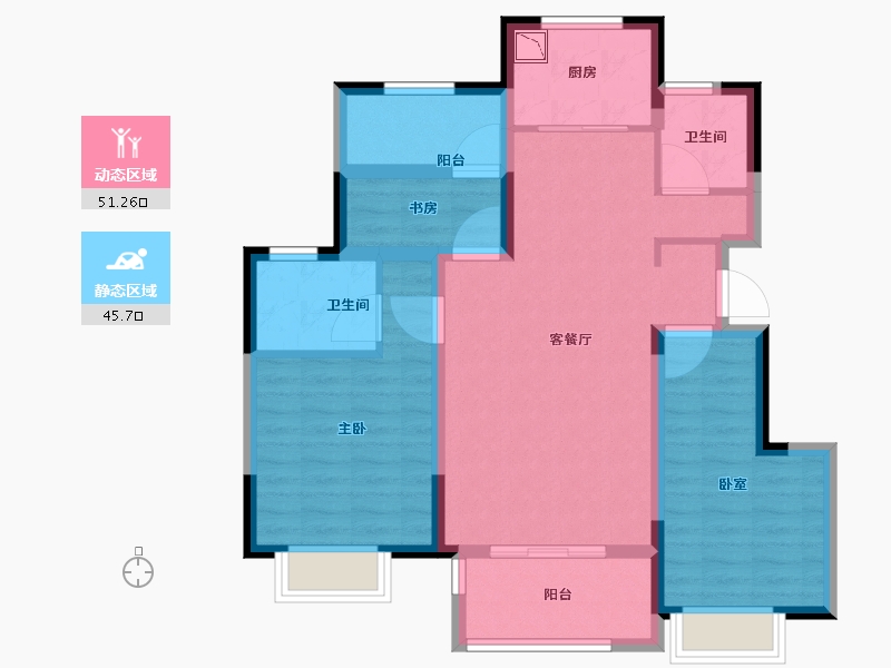 浙江省-宁波市-阳光城君望府-85.58-户型库-动静分区