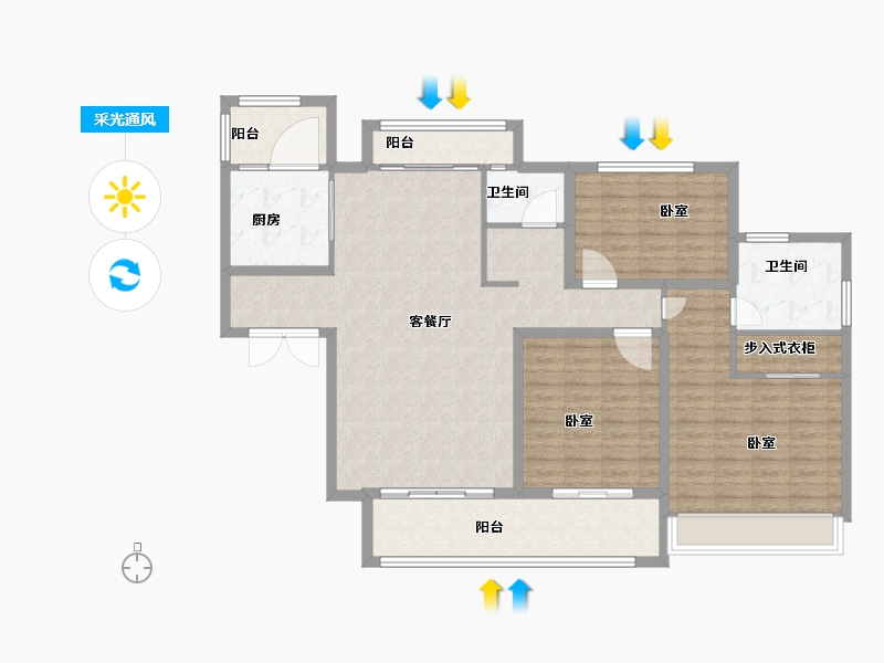 安徽省-芜湖市-卓瑞凤鸣湖公寓-128.81-户型库-采光通风