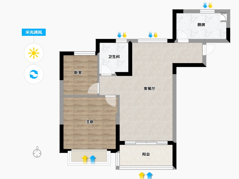 安徽省-六安市-新滨湖恒大文化旅游城-60.00-户型库-采光通风