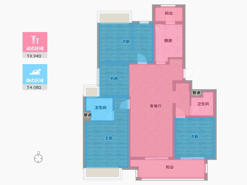 江苏省-泰州市-融创靖江玉兰公馆-101.40-户型库-动静分区