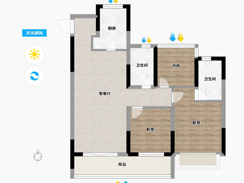 浙江省-杭州市-中旅归锦府-78.99-户型库-采光通风