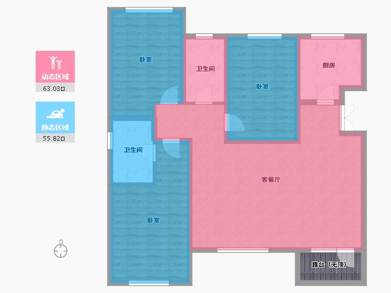 新疆维吾尔自治区-乌鲁木齐市-东湖观澜-110.53-户型库-动静分区