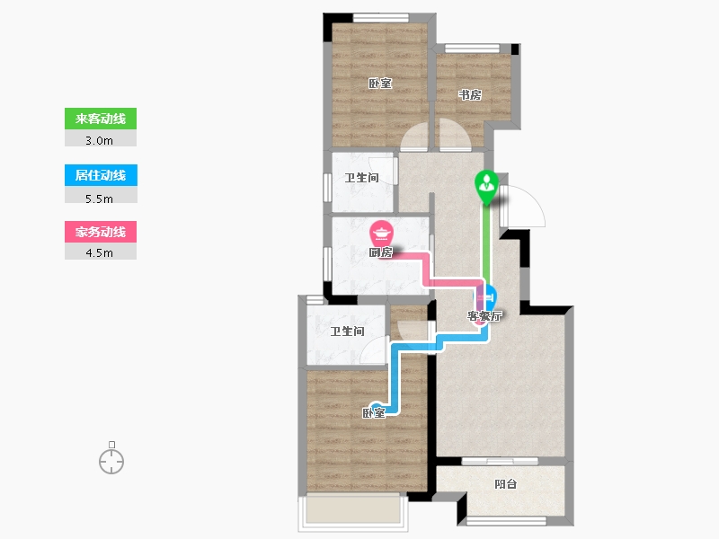 浙江省-绍兴市-中梁隐山府-70.99-户型库-动静线