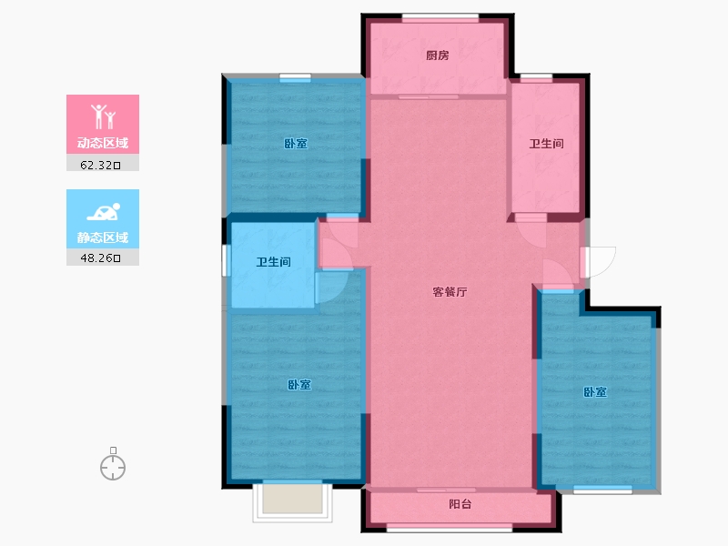 宁夏回族自治区-银川市-正丰盛世灵州-99.47-户型库-动静分区