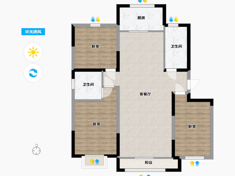 宁夏回族自治区-银川市-正丰盛世灵州-99.47-户型库-采光通风