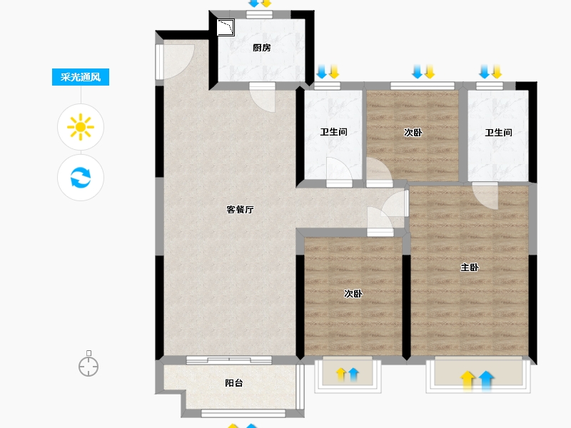 江西省-南昌市-红星九湾天铂-91.00-户型库-采光通风