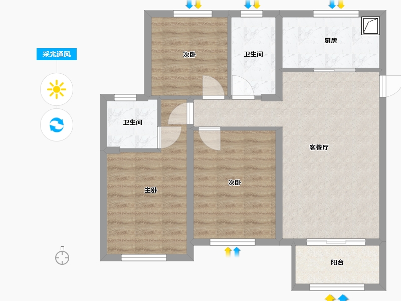 上海-上海市-青浦区五浦汇D区-75.00-户型库-采光通风