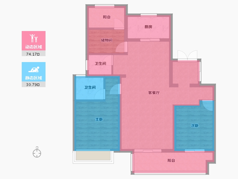 江苏省-泰州市-金通海棠湾-94.00-户型库-动静分区