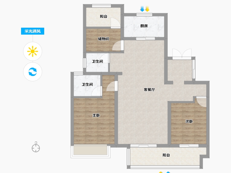 江苏省-泰州市-金通海棠湾-94.00-户型库-采光通风