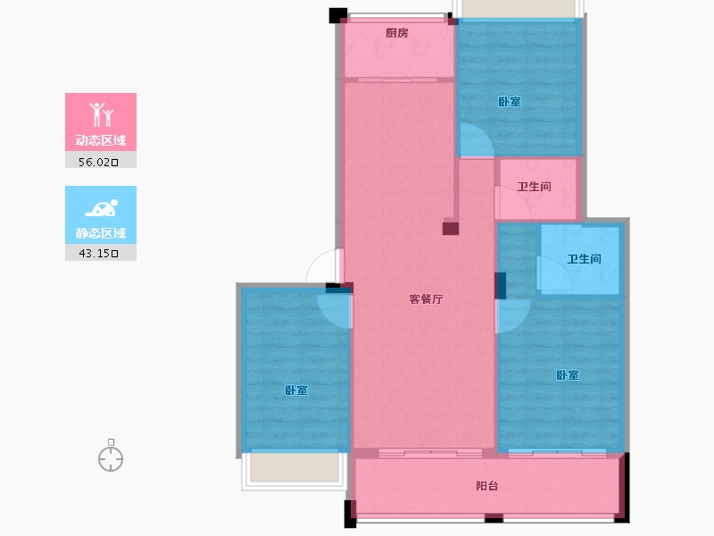 浙江省-丽水市-望湖家园二期-90.58-户型库-动静分区