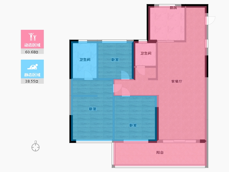 浙江省-宁波市-海泉湾-88.99-户型库-动静分区