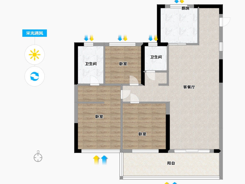 浙江省-宁波市-海泉湾-88.99-户型库-采光通风